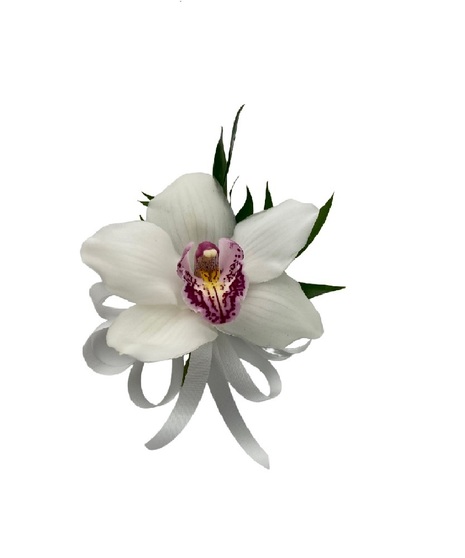 White Cymbidium Orchid Corsage
