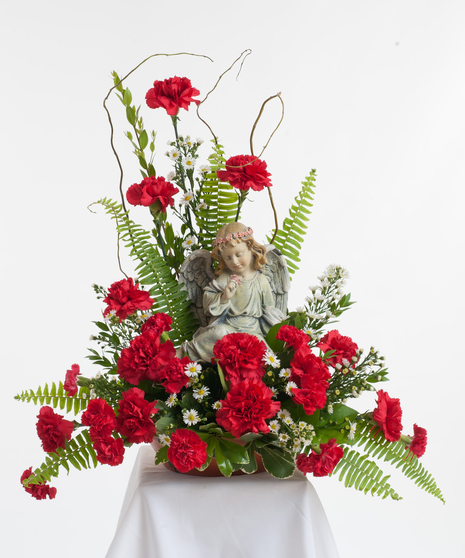 Red Carnation Cherub Arrangement