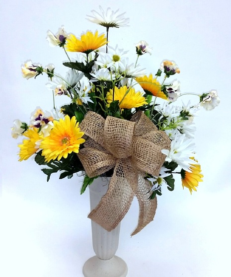 Yellow & White Cemetery Tribute