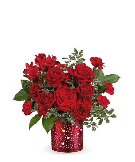 pink and red scarlet floral arrangement