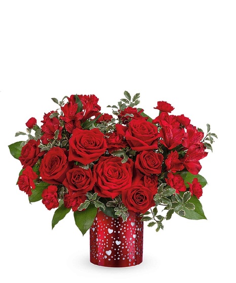 pink and red scarlet floral arrangement