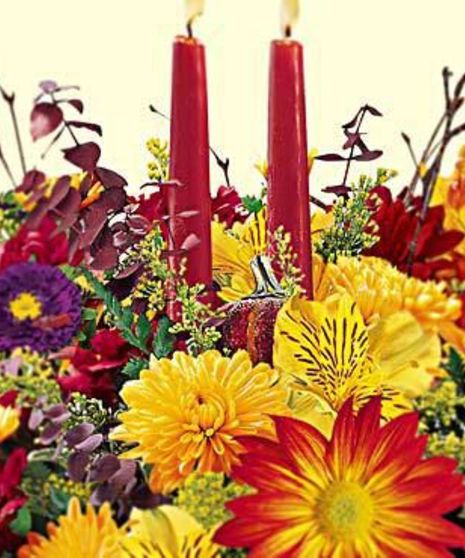 close up of fall centerpiece