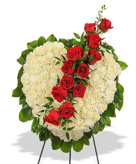 50 Roses 'Heart Shaped' (Red & White)