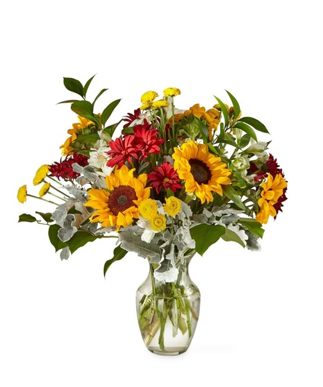 sunflowers and chrysanthemums in classic prairie style