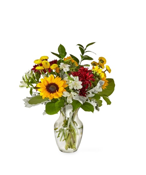 sunflowers and chrysanthemums in classic prairie style