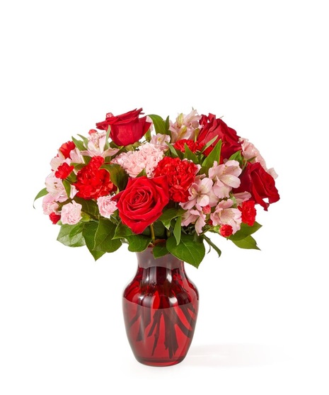 pink and red floral arrangement